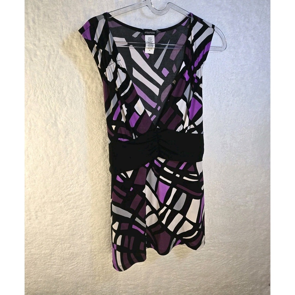 Sleeveless Babydoll Tie Back Women XL Top Dopamine Maximalist‎ Purple Geometric